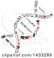 Poster, Art Print Of Sketched Dna Strand Formed Of Medical Icons