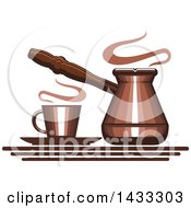 Clipart Of A Coff Cup And Cezve Royalty Free Vector Illustration