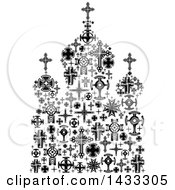 Poster, Art Print Of Black And White Church Formed Of Crosses