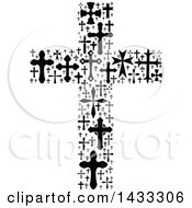 Poster, Art Print Of Black And White Crucifix Formed Of Crosses