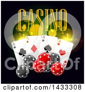 Poster, Art Print Of Casino Design With Playing Cards And Poker Chips