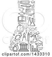 Poster, Art Print Of Science Flask Formed Of Gray Icons