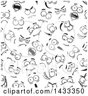 Clipart Of A Seamless Black And White Background Of Faces Royalty Free Vector Illustration
