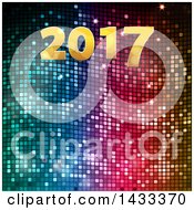 Clipart Of A Gold 2017 New Year Over Colorful Mosaic Royalty Free Vector Illustration