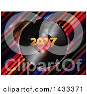 Poster, Art Print Of 3d Music Vinyl Record Album With 2017 Over Diagonal Stripes