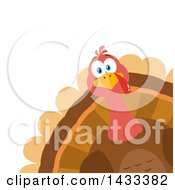 Poster, Art Print Of Flat Design Styled Turkey Bird Peeking From A Corner