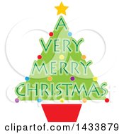 Poster, Art Print Of Potted Tree With A Very Merry Christmas Text