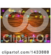 Poster, Art Print Of Frame Of Colorful String Christmas Lights Around Wood Text Space