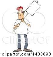 Clipart Of A Cartoon White Male Protester Holding A Sign Royalty Free Vector Illustration