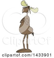 Clipart Of A Cartoon Aloof Moose Standing With Folded Arms Royalty Free Vector Illustration by djart