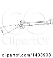 Cartoon Black And White Lineart Blunderbuss Gun