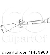 Clipart Of A Cartoon Black And White Lineart Blunderbuss Gun Royalty Free Vector Illustration