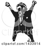 Poster, Art Print Of Black And White Woodcut Angry Man Shouting