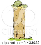 Clipart Of A Cartoon Tortoise Stuck On A Fence Post Royalty Free Vector Illustration