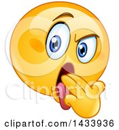 Clipart Of A Cartoon Emoji Yellow Smiley Face Emoticon Gagging Himself Royalty Free Vector Illustration