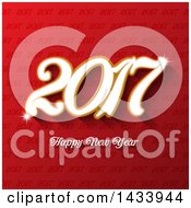 Clipart Of A Happy New Year 2017 Greeting Over Red Royalty Free Vector Illustration