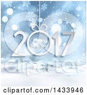 Poster, Art Print Of Happy New Year 2017 Greeting Over A Winer Landscape