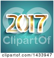 Clipart Of A Happy New Year 2017 Greeting On Turquoise Royalty Free Vector Illustration