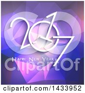 Clipart Of A Happy New Year 2017 Greeting Over Purple Low Poly Geometric Royalty Free Vector Illustration