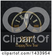 Poster, Art Print Of Happy New Year 2017 Greeting With A Clock Over An Ornate Pattern