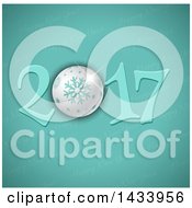 Clipart Of A Happy New Year 2017 Greeting With A Bauble Over Turquoise Royalty Free Vector Illustration