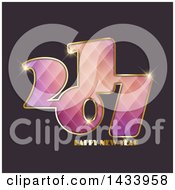 Clipart Of A Gradient Purple And Pink Happy New Year 2017 Greeting On Gray Royalty Free Vector Illustration