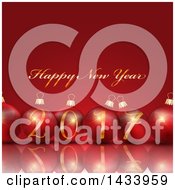 Clipart Of A Happy New Year 2017 Greeting With A Row Of Red 3d Baubles Royalty Free Vector Illustration