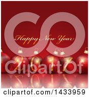 Poster, Art Print Of Happy New Year 2017 Greeting With A Row Of Red 3d Baubles