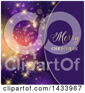 Poster, Art Print Of Merry Christmas Greeting Over Purple With Colorful Flares