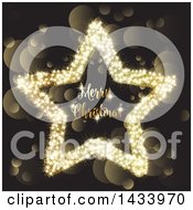 Poster, Art Print Of Merry Christmas Greeting In A Star Over Gold Bokeh Flares