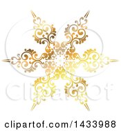 Clipart Of A Beautiful Gradient Golden Snowflake Royalty Free Vector Illustration