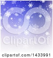 Poster, Art Print Of Gradient Blue And Purple Background With Snowflakes