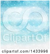 Poster, Art Print Of Watercolor Blue Background With Snowflakes