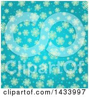 Poster, Art Print Of Beautiful Turquoise Blue Background With Tan Snowflakes And Stars