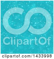 Poster, Art Print Of Turquoise Blue Background Of Snowflakes