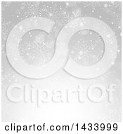Clipart Of A Gradient Gray Winter Christmas Background With Snowflakes Royalty Free Vector Illustration