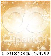 Poster, Art Print Of Gold Snowflake Background With A Central Light And Flares