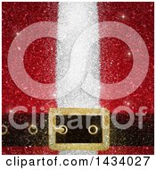 Clipart Of A Glittery Background Of Santas Suit And Belt Buckle Royalty Free Illustration