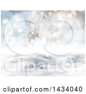 Clipart Of A 3d Hilly Winter Landscape With Flares And Blue Sky Royalty Free Illustration
