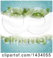 Poster, Art Print Of Christmas Background With Snowflakes Snow And Fir Branches With Snow Text Space