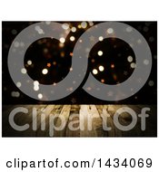 Clipart Of A 3d Wooden Table Or Deck Over Stars And Bokeh Flares Royalty Free Illustration