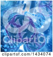 Clipart Of A 3d Dna Strand And Zika Virus Cells Royalty Free Illustration
