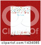 Clipart Of A Dear Santa Letter With Ruled Lines And Christmas Icons Over Red Stars Royalty Free Vector Illustration