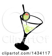 Clipart Of A Cartoon Martini Cocktail Royalty Free Vector Illustration