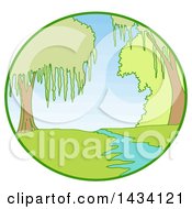 Clipart Of A Cartoon Swamp Landscape Royalty Free Vector Illustration