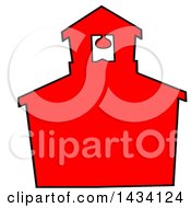 Poster, Art Print Of Cartoon Silhouetted Red School House With A Black Outline