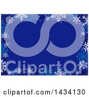 Poster, Art Print Of Blue Christmas Background With A Border Of Winter Snowflakes