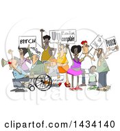 Poster, Art Print Of Cartoon Crowd Of Angry Protestors Holding Up Signs