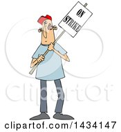 Poster, Art Print Of Cartoon White Male Protestor Holding An On Strike Sign