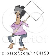 Poster, Art Print Of Cartoon Black Female Protestor Wearing Spectacles And Holding A Blank Sign